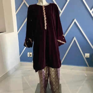 PURPULISH MAROON VELVET SHIRT