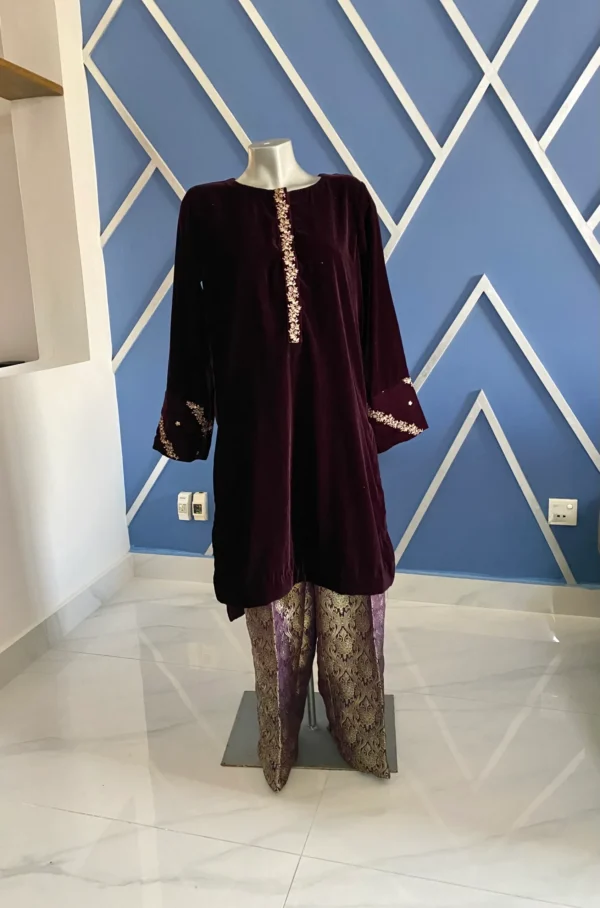 PURPULISH MAROON VELVET SHIRT